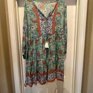 Boho Print Women's Soft Flowy Fun Dress- Brand New! Size: Large